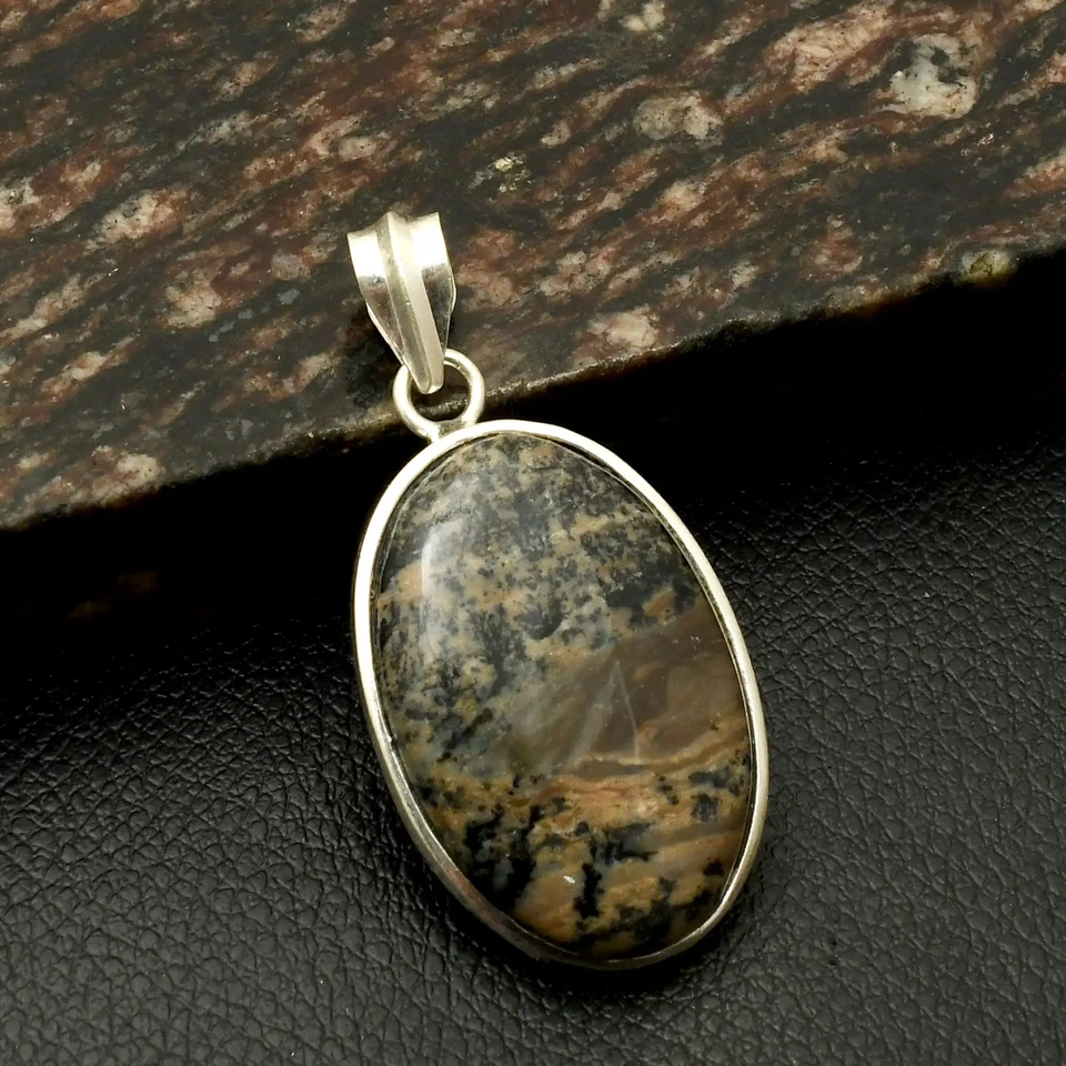 Colgante étnico hecho a mano con piedras preciosas de ópalo dendrita miel regalo joyería 2" AP-39188 Foto 1 de 1