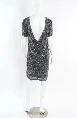 Винтажный черный галстук Олег Cassini платье 6 100% шелк бисером праздник Новый год официальный - Изображение 1 из 4