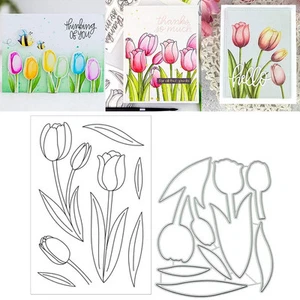 Tulip Silicone Clear Stamp and Die Sets for Card Making, DIY Embossing Photo ... - Picture 1 of 9