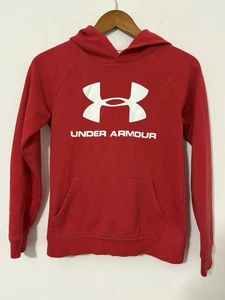Under Armour Boys Embossed Hoodie Youth Medium Kids Red Jacket Coldgear - Picture 1 of 4