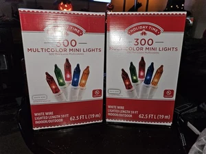 NEW 2 Boxes Holiday Time 300 Multi Color Mini Christmas Lights White Wire 62.5ft - Picture 1 of 3