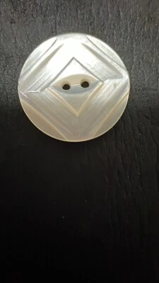 Antique Vintage Button Carved Etched MOP Shell Victorian - Image 1 of 3