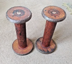 ANTIQUE BOBBIN FLANGE CIRCA 1913 EX CALDER VALLEY MILLS MANCHESTER CANDLE STICKS - Picture 1 of 7
