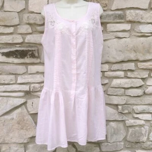 Vestido camisón Eve Stillman para mujer rosa algodón césped apliques florales cintura caída - Imagen 1 de 7