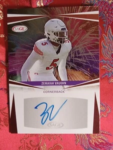 Zemaiah Vaughn 2025 SAGE Football Autographed Draft Card Auto Minnesota Vikings - Picture 1 of 1