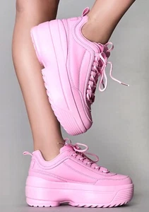 NEW Berness - LILY 5005 Sugar Pop Pink Platform Sneakers - Picture 1 of 6