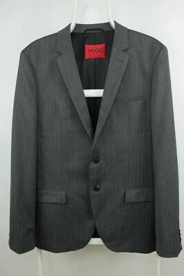 Hugo Boss Soft Constructed Extra Slim Herringbone Stretch Wool Blazer Jacket 46 - Image 1 of 4