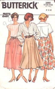 Butterick 3892 ~ Misses' Flared or aback Wrap Skirts, Below Mid-Calf ~ PT-SM-MED - Picture 1 of 4