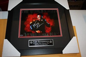 UFC/MMA/WWF/WWE KEN SHAMROCK SIGNED 8X10 PHOTO FRAMED LEAF CERTIFIED HOF  - Picture 1 of 3