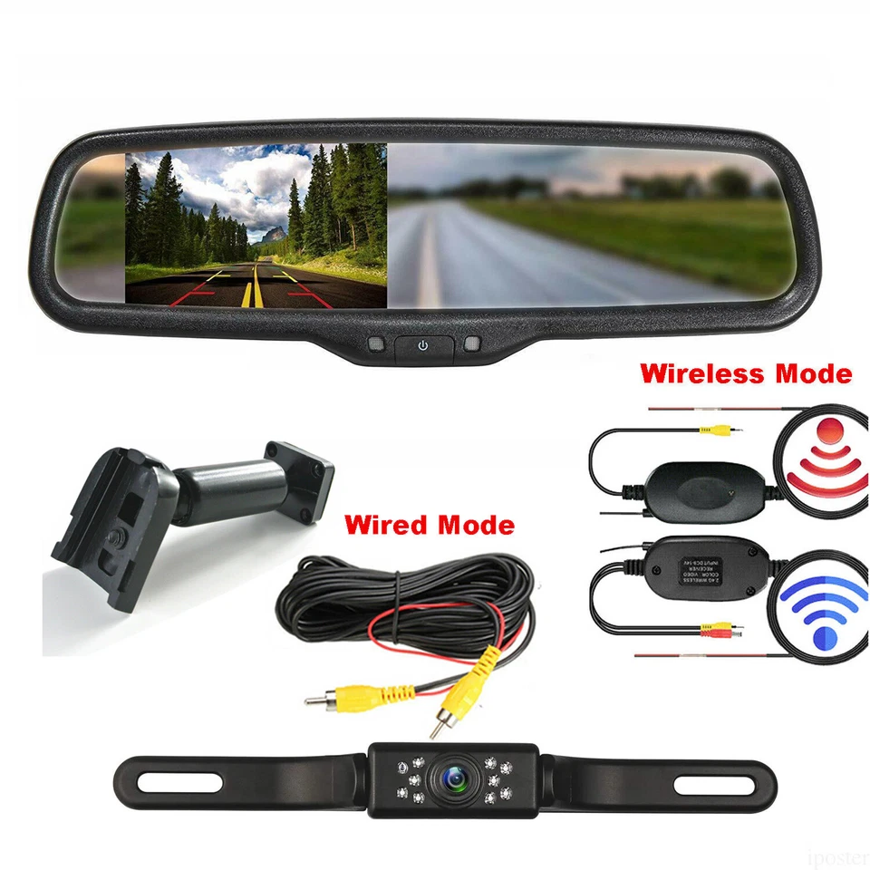 Wireless 4.3" Car Rear View Monitor No1 Mount Backup Reversing Camera For Toyota - Image 1 of 4