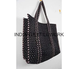 Hand Block Blumenmuster gesteppte Beuteltasche indische Handarbeit Tragetasche TB-68 - Bild 1 von 5