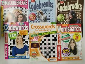 COLLECTION of 6 PUZZLE BOOKS/MAGS - Word search, Codebreaks, Crosswords *Unused*