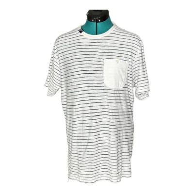 Camiseta Company 81 masculina básica branca preta listra bolso gola redonda manga curta M - Imagem 1 de 4