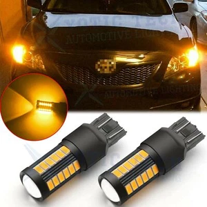 Amber 7443 7440 LED Front Turn Signal Light Blinker Marker Lamp Bulbs for Toyota - Foto 1 di 12