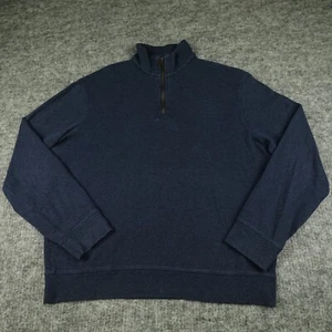 Polo Ralph Lauren Pullover Mens Medium Blue Herringbone 1/4 Zip Wear To Work- - Picture 1 of 15