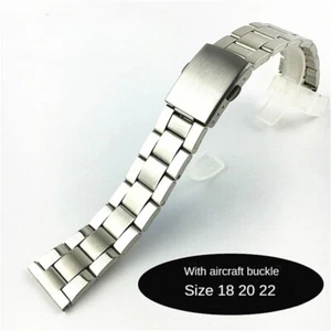 Gebürsteter Edelstahl Uhrenarmband Flugzeug Schließe Armband 18 20 22 mm Universal - Bild 1 von 9