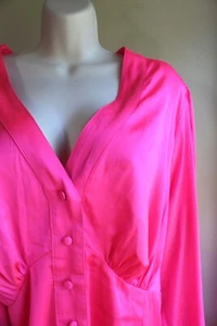 Torrid 3 Womens 3X Plus Day Glo Pink Shirt Button Up L Puff Sleeve Waist Length - Picture 1 of 5