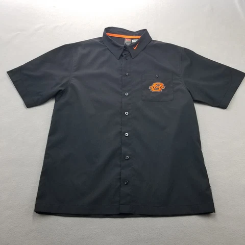 Vintage Oklahoma State Cowboys Nike Button Shirt Mens M Black Short Sleeve Cover