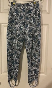 Women’s S Best American Clothing Co Teal/White/Purple Paisley Stirrup Leggings - Picture 1 of 5