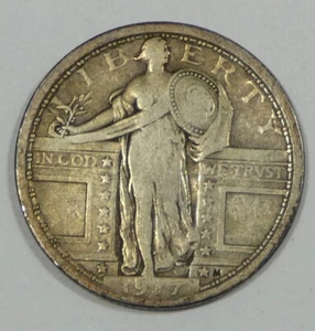 Cuarto de dólar Standing Liberty 1917 tipo 1 plata fina 25c - Imagen 1 de 4
