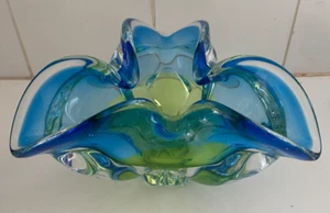 Mid Century Chribska Czech Bohemia Glas grün blau Tulpen Vase Josef Hospodka - Bild 1 von 3
