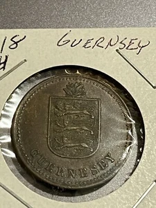 GUERNSEY - 4 DOUBLES - 1918-H - XF - Picture 1 of 2