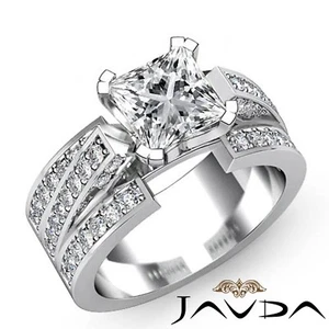 Anillo de compromiso Princesa Diamante Trío Vástago Pavé Conjunto GIA K-SI1 Oro Blanco 2.27Ct - Imagen 1 de 12