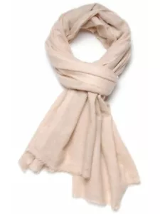 Cashmere CREAM SCARF Shawl Wrap Handmade Natural Cashmere - Picture 1 of 4