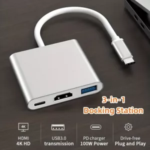 Cavo Adattatore Hub USB 3.0 3 in1 Tipo C a USB C 4K HDMI Cavo per MacBook Samsung - Foto 1 di 9