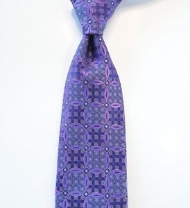 Ermenegildo Zegna Royal Purple & Blue Medallion 100% Silk Tie 3 1/2" x 58 1/2"