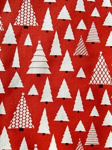 Kate Miller Christmas Tree Fabric Piece Red White 18" x 23" - Picture 1 of 4