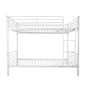 Iron Bed Bunk Bed with Ladder for Kids Twin Size White - Picture 1 of 17