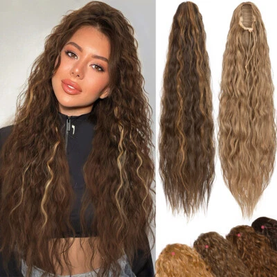100% Настоящий Толстый Шнурок Зажим для Хвоста Для Удлинения Волос Натуральный Как Человеческий Волнистый - Изображение 1 из 4