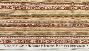 Benartex Cotton Fabric "LOVE IS" Nancy Halverson 1 yard x 42" - Picture 1 of 4