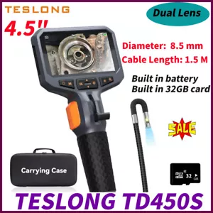 TESLONG TD450S 8.5mm Industrial Borescope Inspection Camera Dual Lens W/battery - Picture 1 of 9