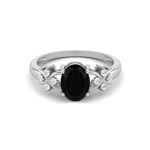 8X6 MM Oval Shape Black Spinel 925 Sterling Silver Solitaire Celtic Women Ring - Picture 1 of 6