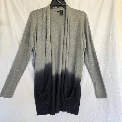 Chaqueta cárdigan DKNY para mujer S frente abierto drapeada negra y gris bolsillos en capas Foto 1 de 4