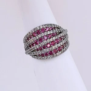 Bomb Party July Ring Sz 7 "Do A Double Take" Lab Created Ruby & Cz on Hematite - Picture 1 of 10