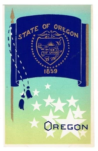 Oregon OR State Flag Original Serigraph Postcard Post Card Collectors Club - Picture 1 of 2