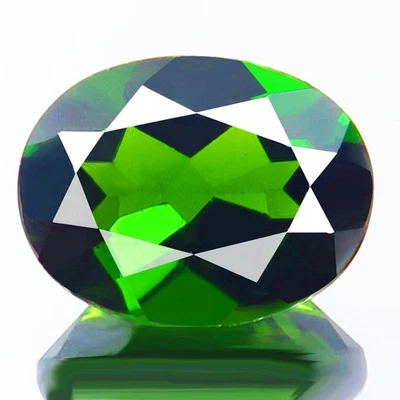 2,19ct MAKELLOSES NATÜRLICHES CHROMDIOPSID 5A + GRÜN OVAL 9x7mm TOLLER... - Bild 1 von 4