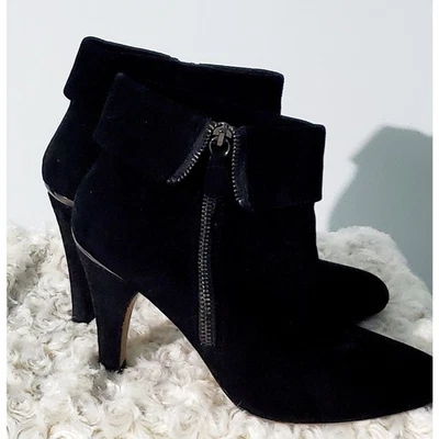 Женские черные замшевые ботильоны Adrienne Vittadini на каблуке размер 8 готические минималистские  - Изображение 1 из 4
