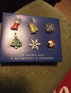 6 Vintage Weihnachtskerzennadeln, Glocken/Schlitten/Baum/Schneeflocke/Neu im Karton, 2004. - Bild 1 von 4