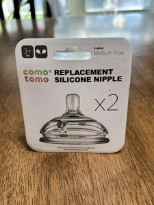Comotomo Ersatz Silikon Nippel x2 - 2 Loch mittlerer Durchfluss 3-6 Monate NEU - Bild 1 von 3