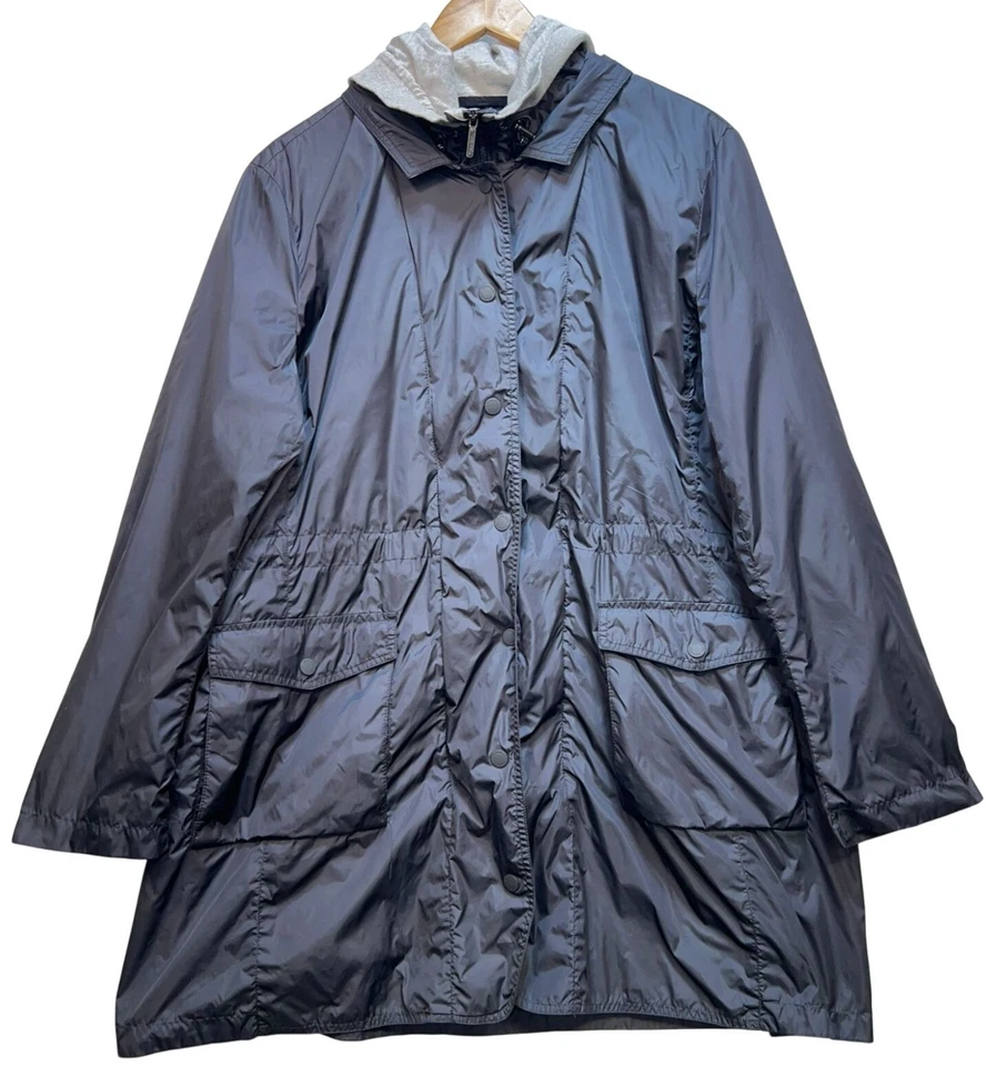 Jaqueta corta-vento Calvin Klein feminina com zíper e capuz manga longa tamanho 2X azul marinho - Imagem 1 de 4