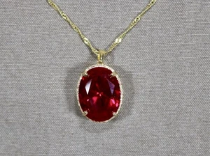 DK JTV Halskette vergoldet 925 Sterling Silber großer Rubin Spinell - Bild 1 von 8