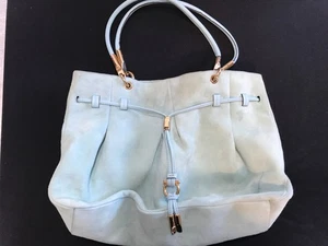 Salvatore Ferragamo Light Blue Hobo Bag w/ Gold Hardware………u - Picture 1 of 18