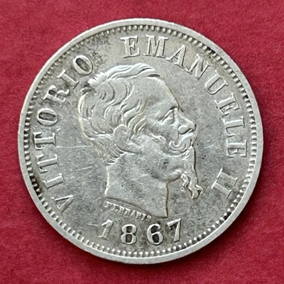 1867 M BN Italy 50 Centesimi Silver Coin - Image 1 of 2
