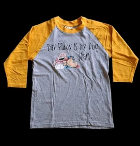 RARE Dav Pilkey Dog Man Captain Underpants Youth Medium Raglan T Shirt Cotton - Picture 1 of 6