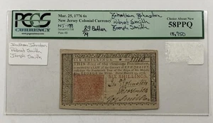 1776 New Jersey Colonial Note. PCGS AU 58. Six Shilling - Picture 1 of 3