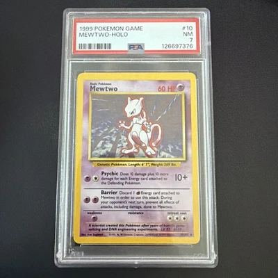 PSA 7 1999 Pokémon Juego de Cartas Coleccionables Mewtwo Base Set Holo Ilimitado Holo Carta Rara 10/102  Foto 1 de 2